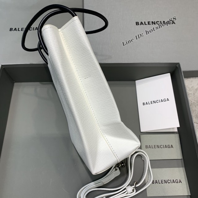 Balenciaga專櫃爆款小牛皮手提托特包 巴黎世家牙籤紋白色小號方形購物包 fyj1683